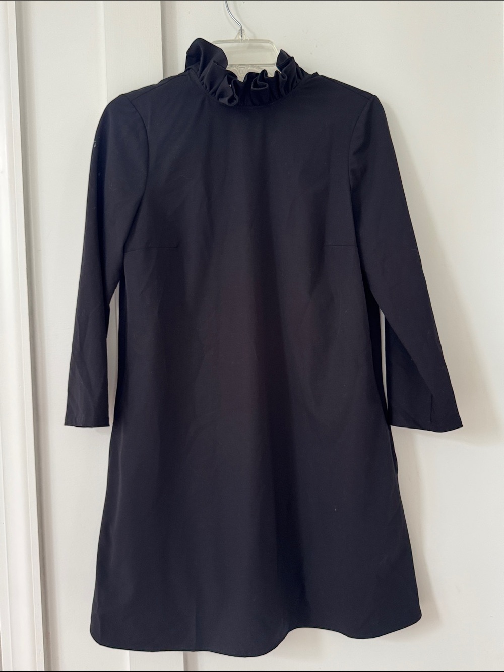 Tuckernuck Classic Black Ruffle-Neck Long Sleeve Dress S